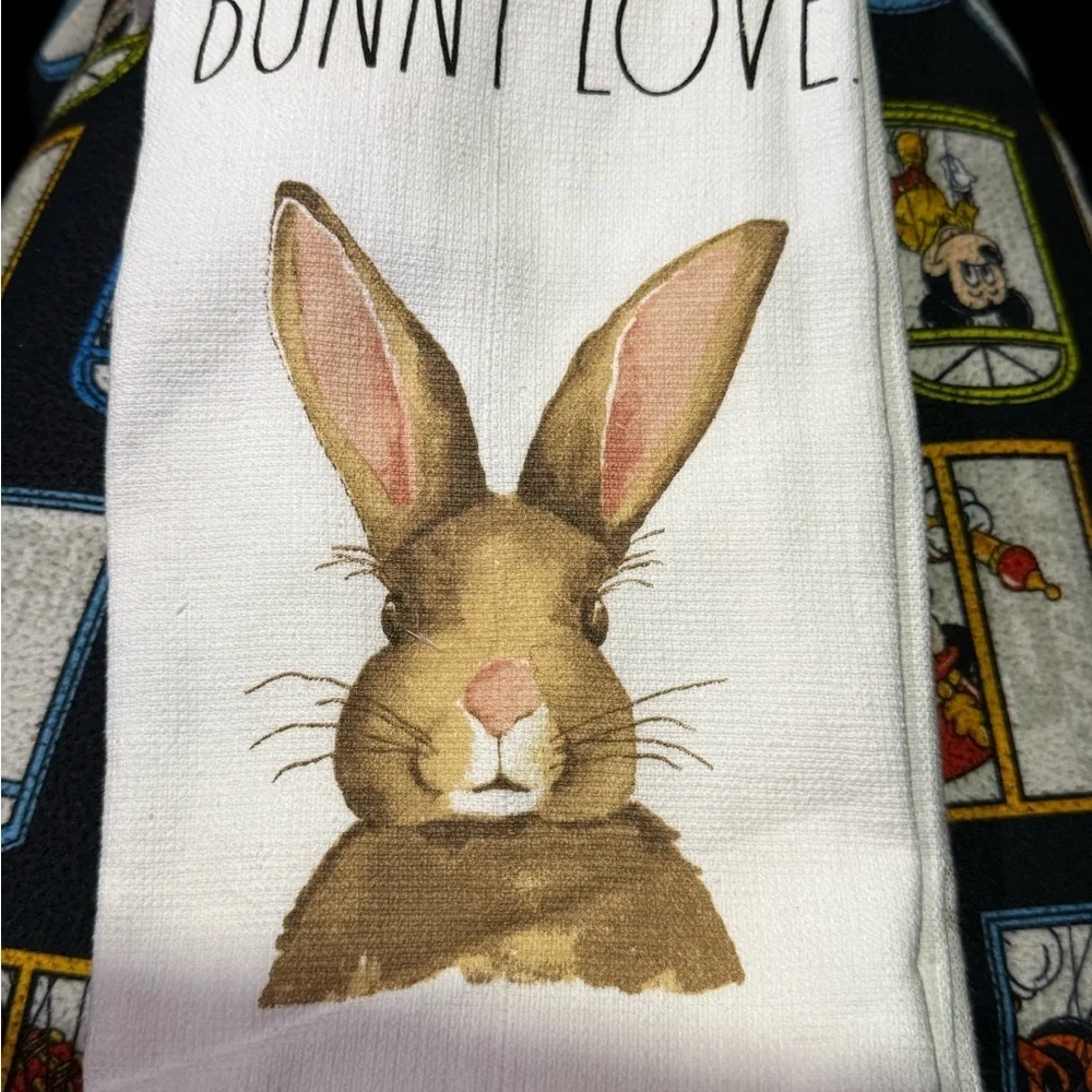 Rae Dunn White Kitchen Towels - set of 3- BUNNY LOVE- NWT